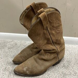 Tony Lama Roughout‎ Leather Boots Men's 13 D Cowboy Western Brown Suede 6987